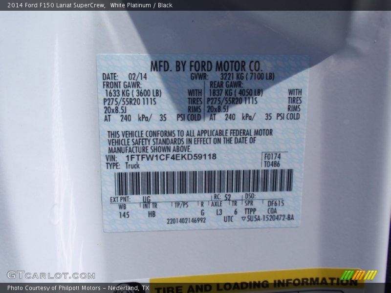 White Platinum / Black 2014 Ford F150 Lariat SuperCrew