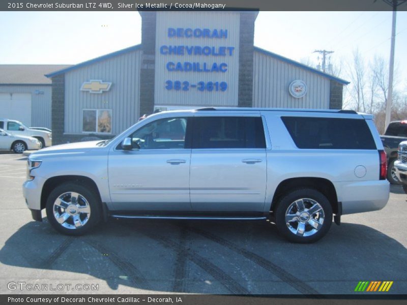 Silver Ice Metallic / Cocoa/Mahogany 2015 Chevrolet Suburban LTZ 4WD