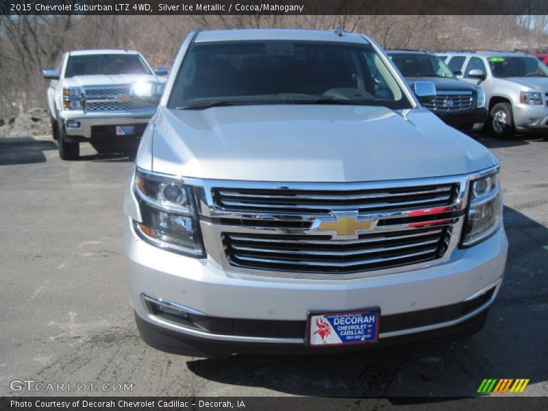 Silver Ice Metallic / Cocoa/Mahogany 2015 Chevrolet Suburban LTZ 4WD