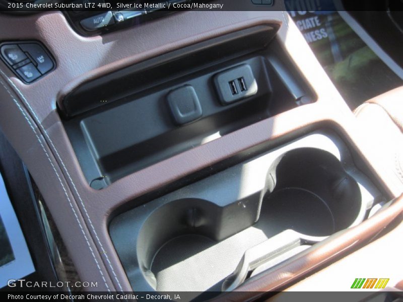 Silver Ice Metallic / Cocoa/Mahogany 2015 Chevrolet Suburban LTZ 4WD