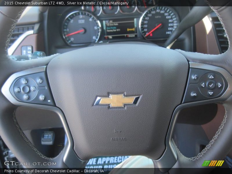Silver Ice Metallic / Cocoa/Mahogany 2015 Chevrolet Suburban LTZ 4WD