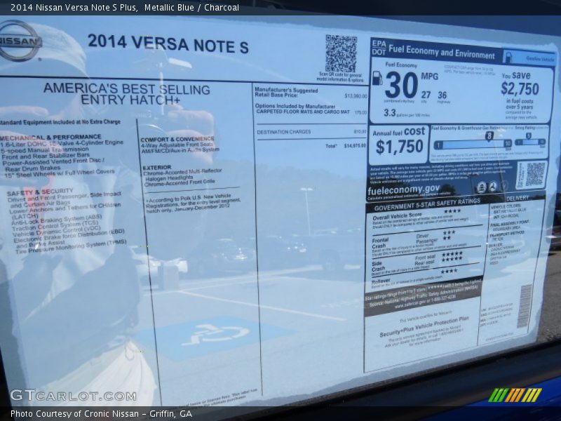  2014 Versa Note S Plus Window Sticker