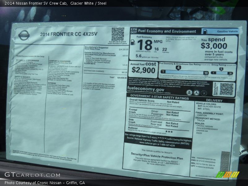  2014 Frontier SV Crew Cab Window Sticker