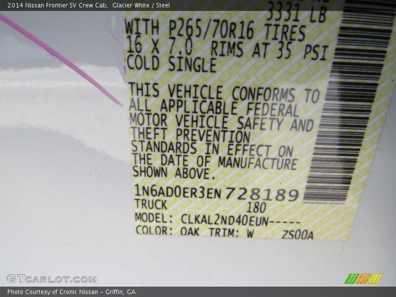 Glacier White / Steel 2014 Nissan Frontier SV Crew Cab