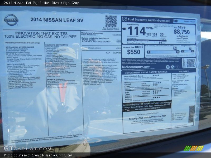 Brilliant Silver / Light Gray 2014 Nissan LEAF SV