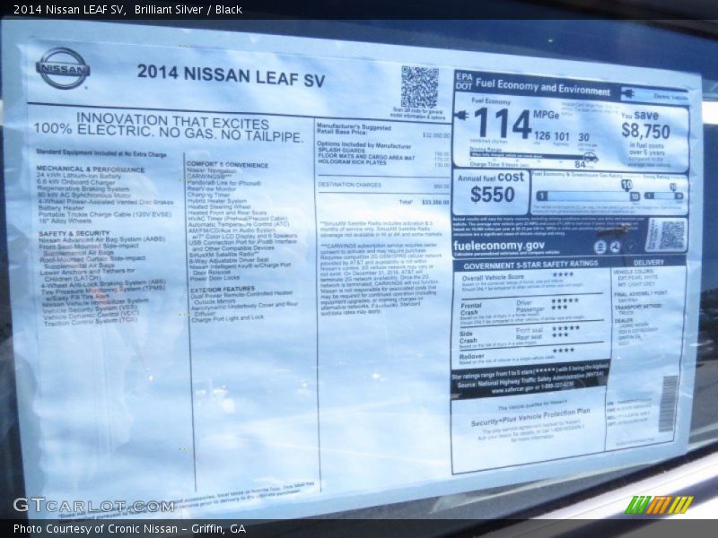 Brilliant Silver / Black 2014 Nissan LEAF SV
