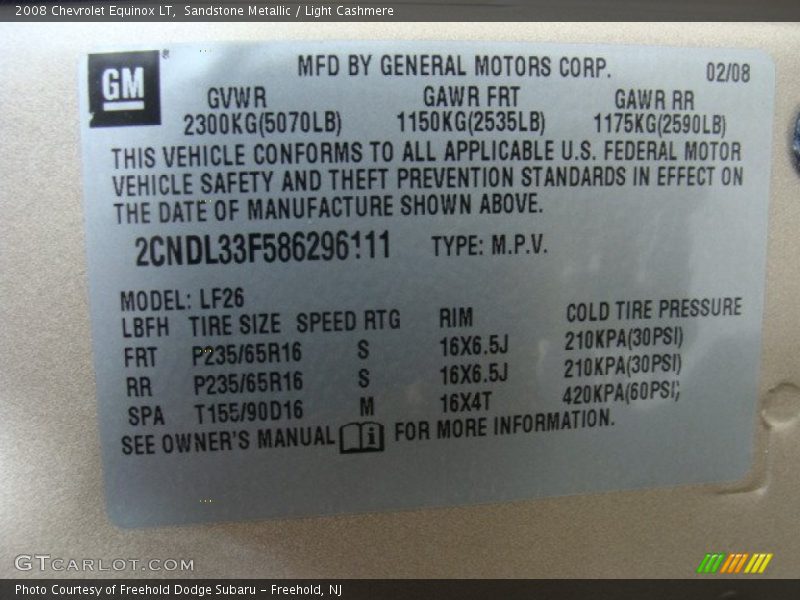 Sandstone Metallic / Light Cashmere 2008 Chevrolet Equinox LT