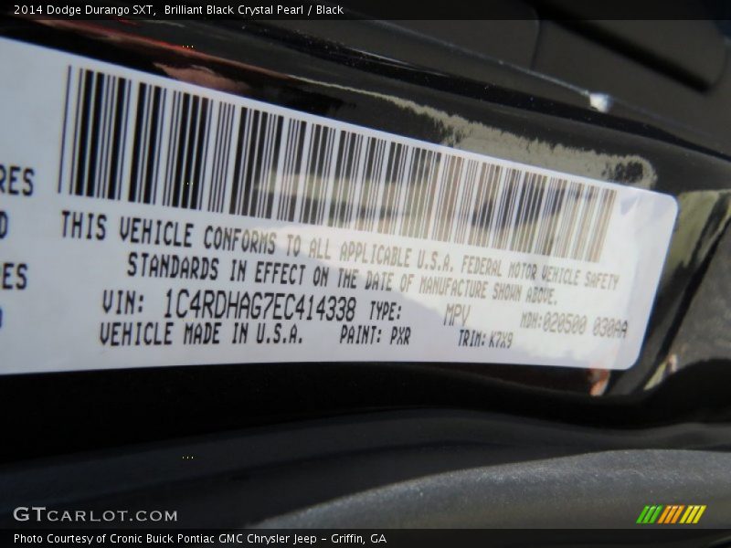 Brilliant Black Crystal Pearl / Black 2014 Dodge Durango SXT