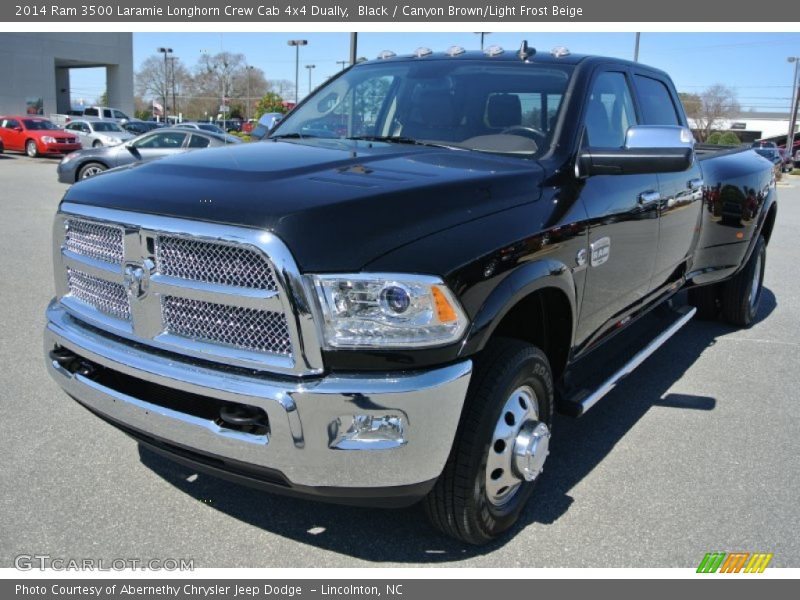 Front 3/4 View of 2014 3500 Laramie Longhorn Crew Cab 4x4 Dually