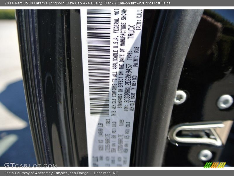 2014 3500 Laramie Longhorn Crew Cab 4x4 Dually Black Color Code PX8