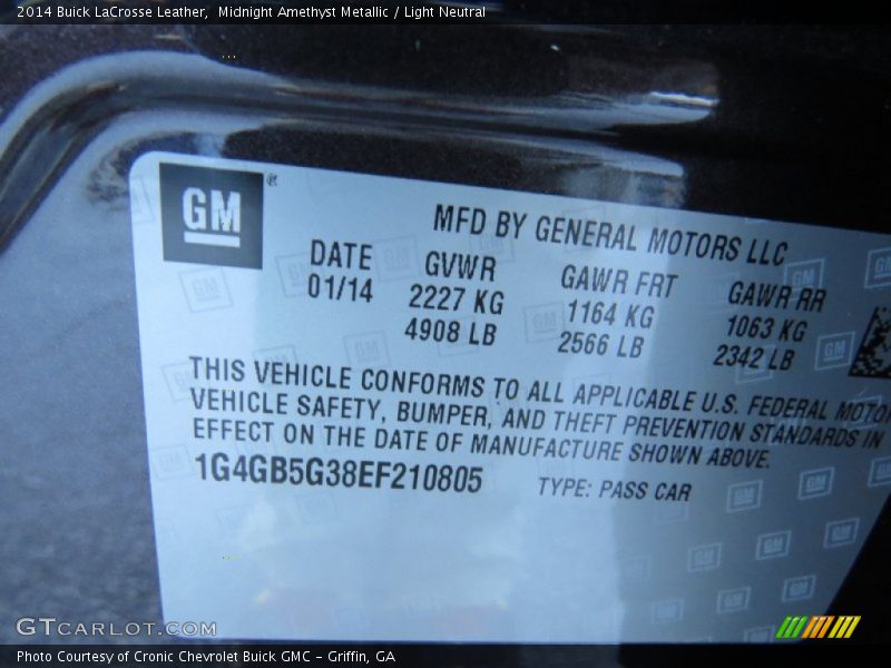 Midnight Amethyst Metallic / Light Neutral 2014 Buick LaCrosse Leather