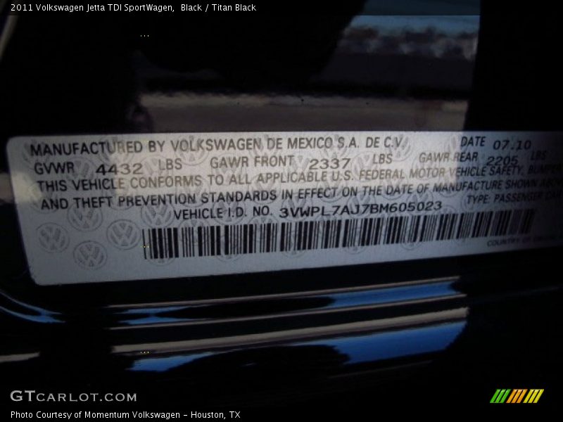 Black / Titan Black 2011 Volkswagen Jetta TDI SportWagen