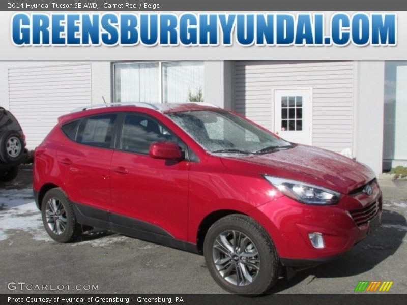 Garnet Red / Beige 2014 Hyundai Tucson SE AWD