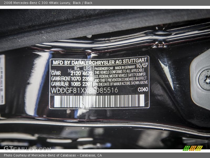 Black / Black 2008 Mercedes-Benz C 300 4Matic Luxury