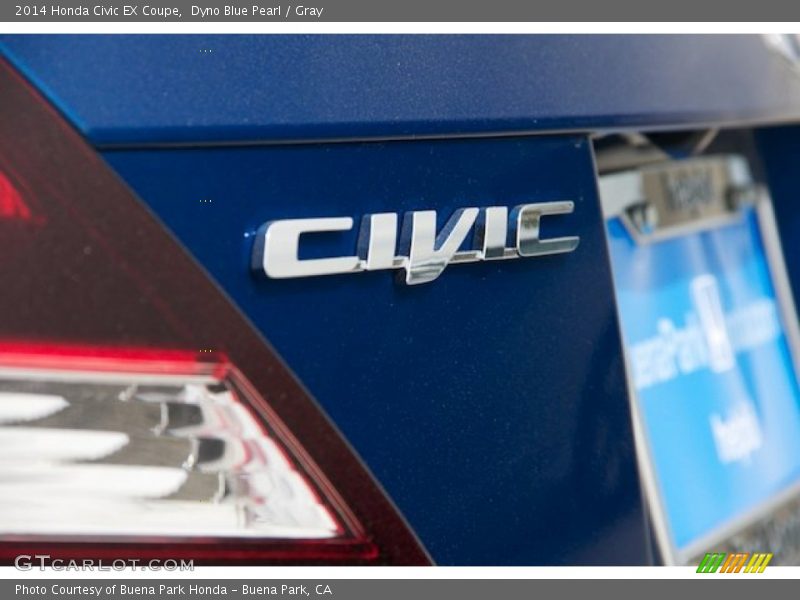 Dyno Blue Pearl / Gray 2014 Honda Civic EX Coupe