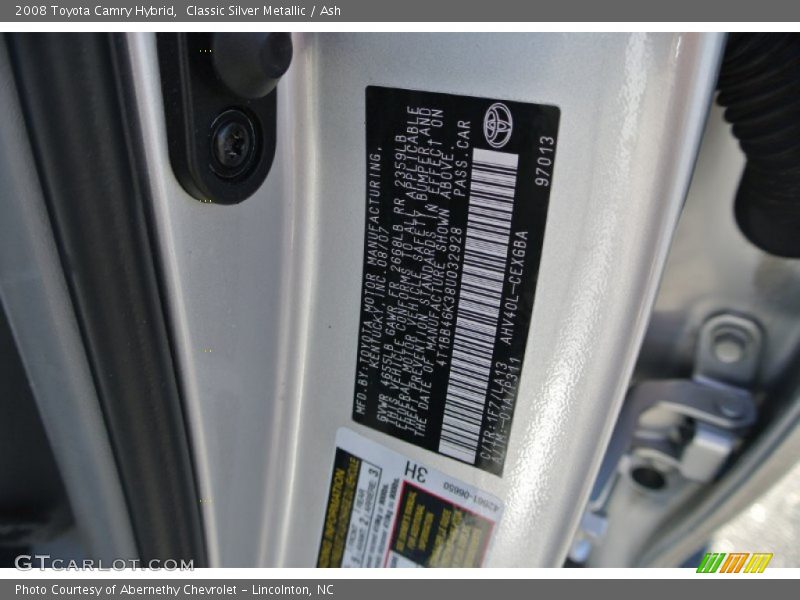 Classic Silver Metallic / Ash 2008 Toyota Camry Hybrid