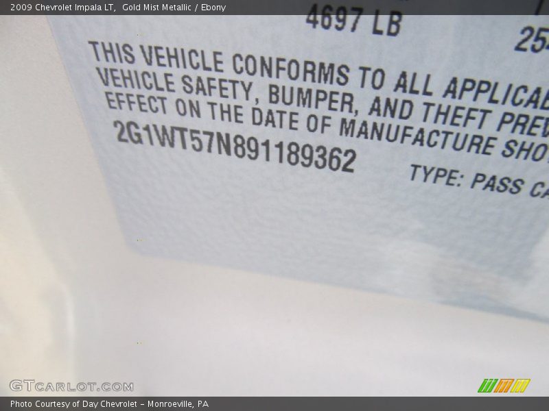 Gold Mist Metallic / Ebony 2009 Chevrolet Impala LT