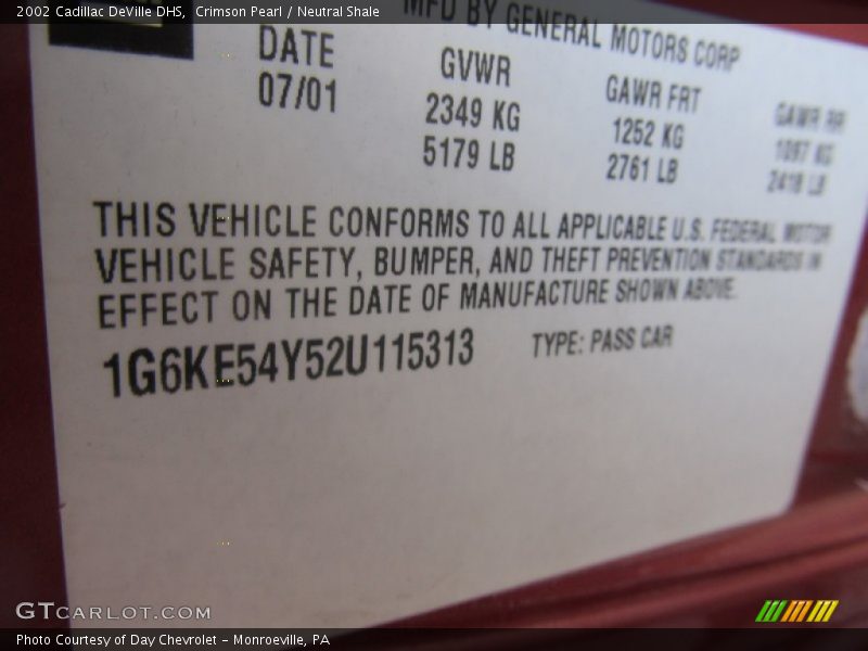 Crimson Pearl / Neutral Shale 2002 Cadillac DeVille DHS