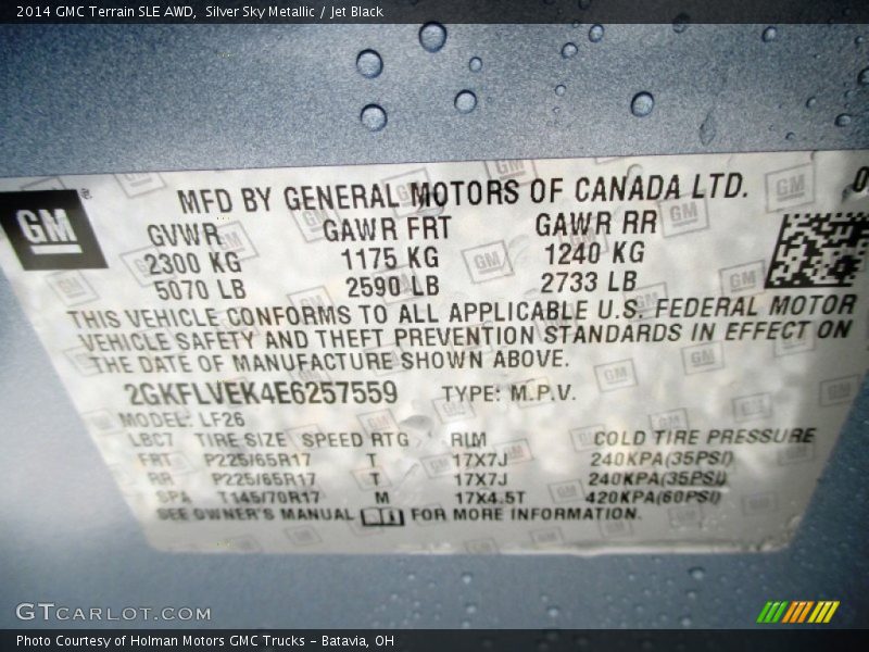 Silver Sky Metallic / Jet Black 2014 GMC Terrain SLE AWD