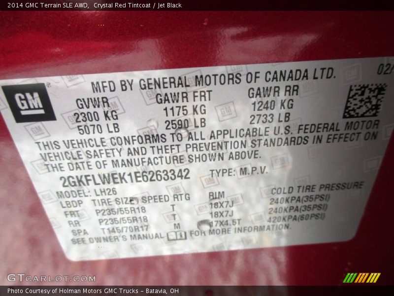 Crystal Red Tintcoat / Jet Black 2014 GMC Terrain SLE AWD
