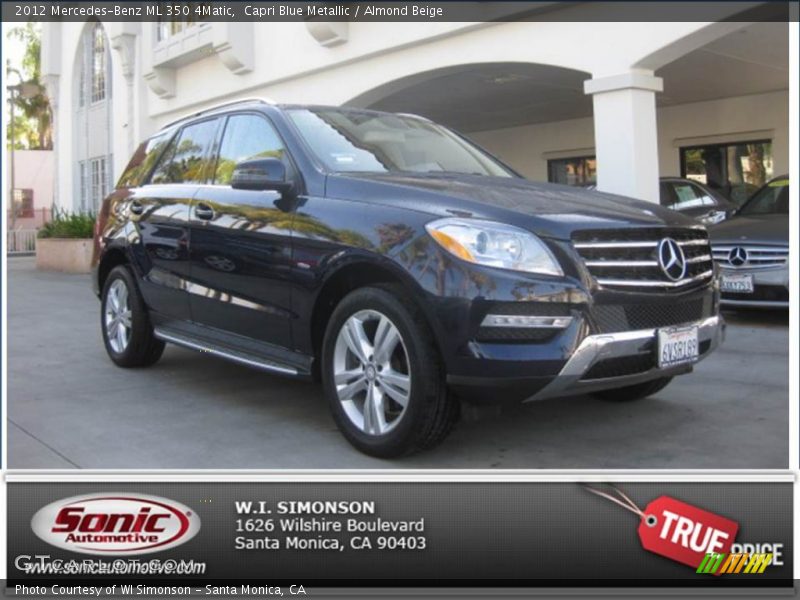 Capri Blue Metallic / Almond Beige 2012 Mercedes-Benz ML 350 4Matic