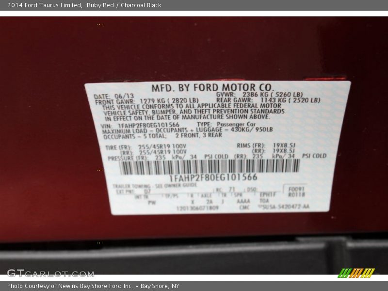 Ruby Red / Charcoal Black 2014 Ford Taurus Limited