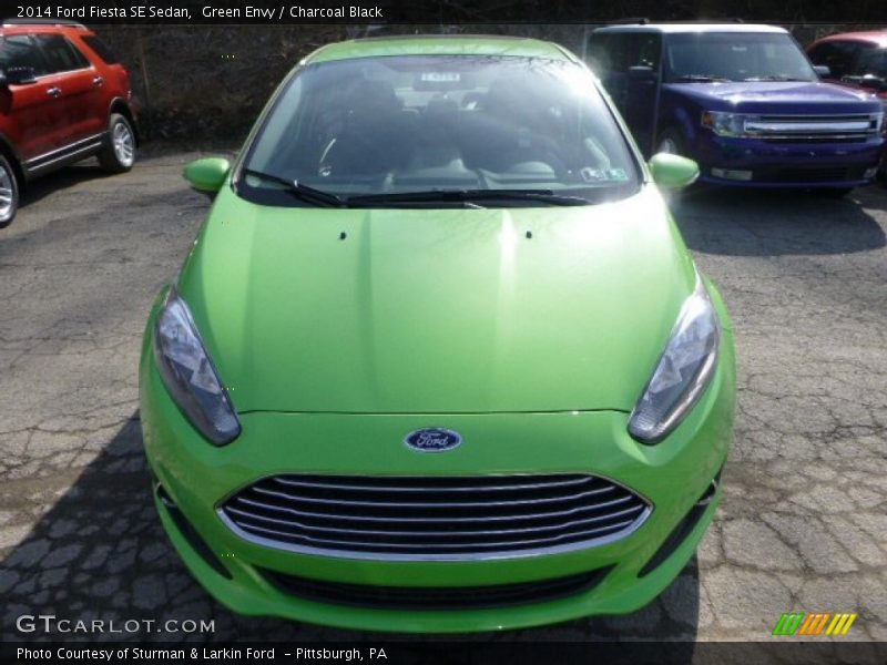 Green Envy / Charcoal Black 2014 Ford Fiesta SE Sedan