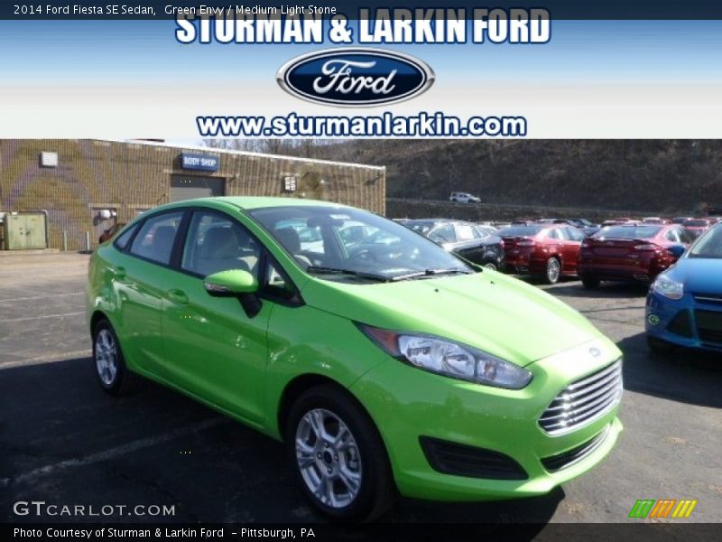 Green Envy / Medium Light Stone 2014 Ford Fiesta SE Sedan