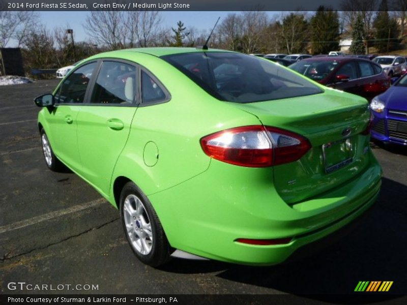 Green Envy / Medium Light Stone 2014 Ford Fiesta SE Sedan