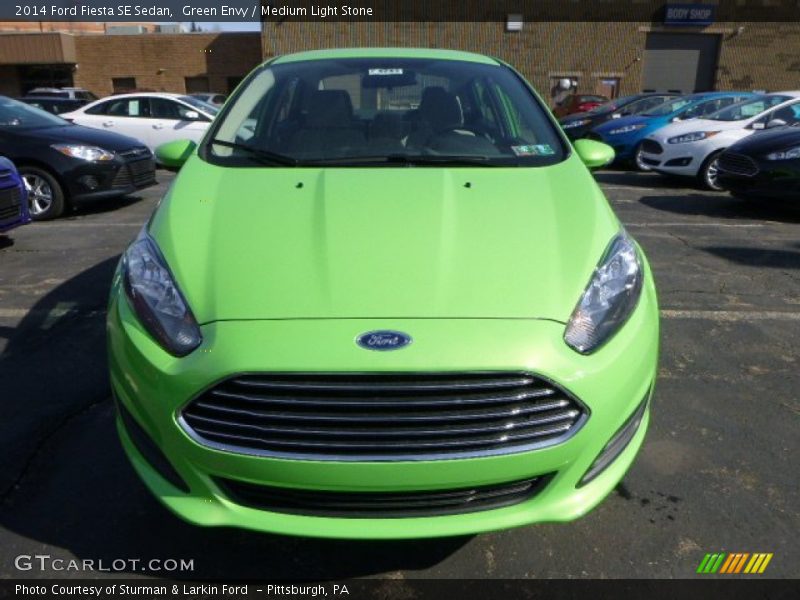 Green Envy / Medium Light Stone 2014 Ford Fiesta SE Sedan