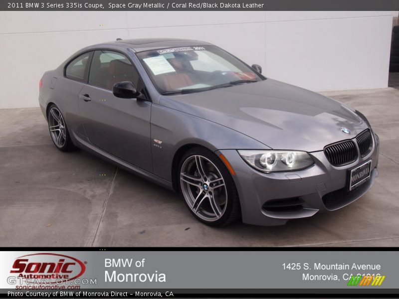 Space Gray Metallic / Coral Red/Black Dakota Leather 2011 BMW 3 Series 335is Coupe