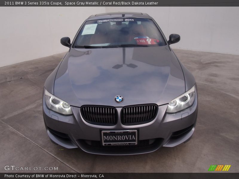 Space Gray Metallic / Coral Red/Black Dakota Leather 2011 BMW 3 Series 335is Coupe