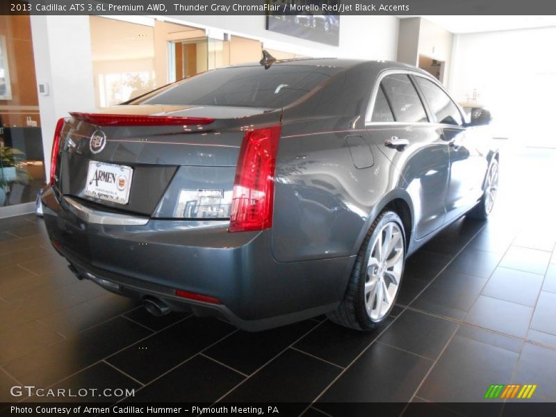 Thunder Gray ChromaFlair / Morello Red/Jet Black Accents 2013 Cadillac ATS 3.6L Premium AWD