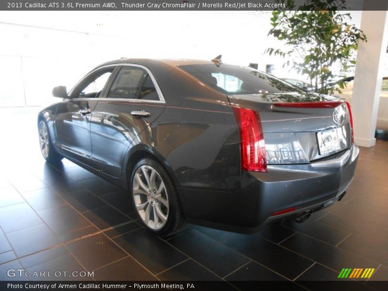 Thunder Gray ChromaFlair / Morello Red/Jet Black Accents 2013 Cadillac ATS 3.6L Premium AWD