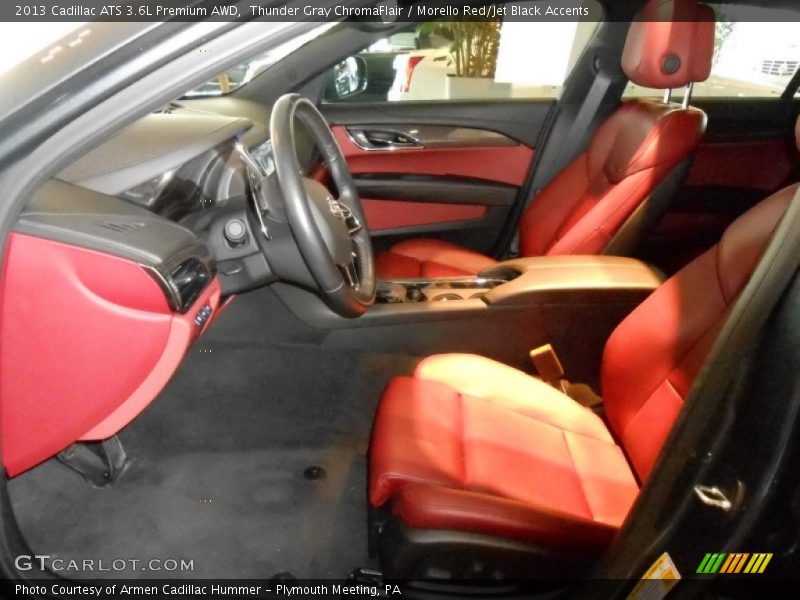 Thunder Gray ChromaFlair / Morello Red/Jet Black Accents 2013 Cadillac ATS 3.6L Premium AWD