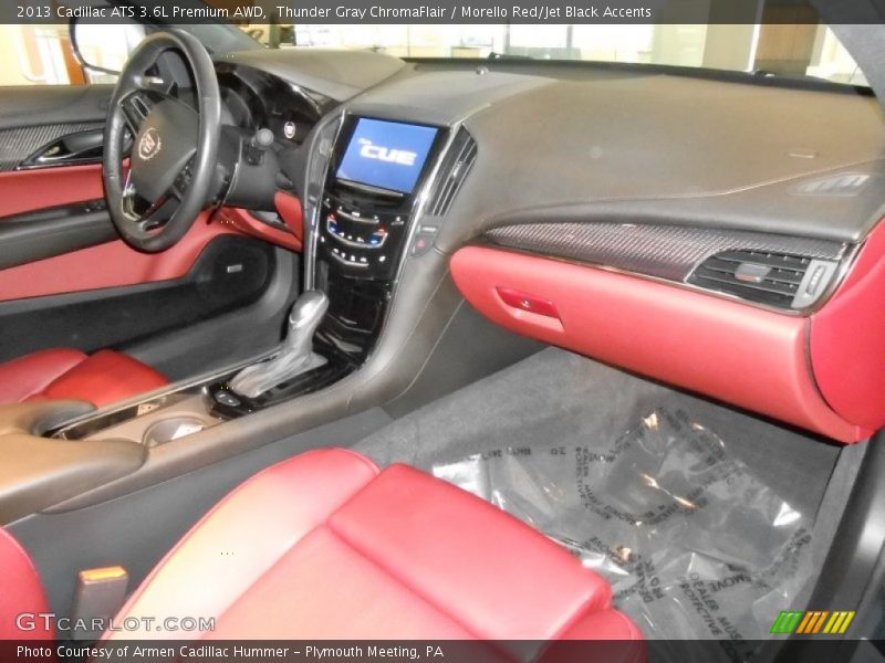 Thunder Gray ChromaFlair / Morello Red/Jet Black Accents 2013 Cadillac ATS 3.6L Premium AWD