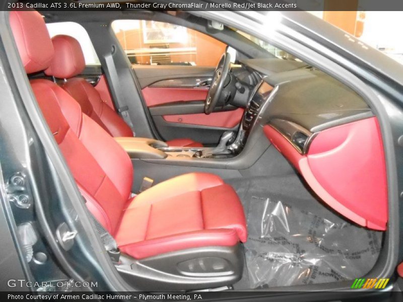 Thunder Gray ChromaFlair / Morello Red/Jet Black Accents 2013 Cadillac ATS 3.6L Premium AWD