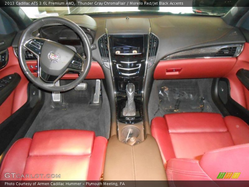 Thunder Gray ChromaFlair / Morello Red/Jet Black Accents 2013 Cadillac ATS 3.6L Premium AWD