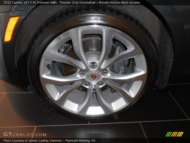 Thunder Gray ChromaFlair / Morello Red/Jet Black Accents 2013 Cadillac ATS 3.6L Premium AWD