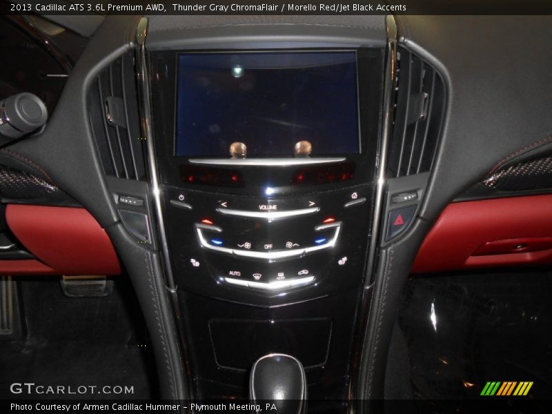 Thunder Gray ChromaFlair / Morello Red/Jet Black Accents 2013 Cadillac ATS 3.6L Premium AWD