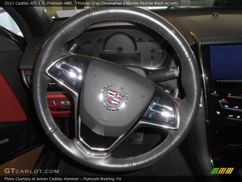 Thunder Gray ChromaFlair / Morello Red/Jet Black Accents 2013 Cadillac ATS 3.6L Premium AWD