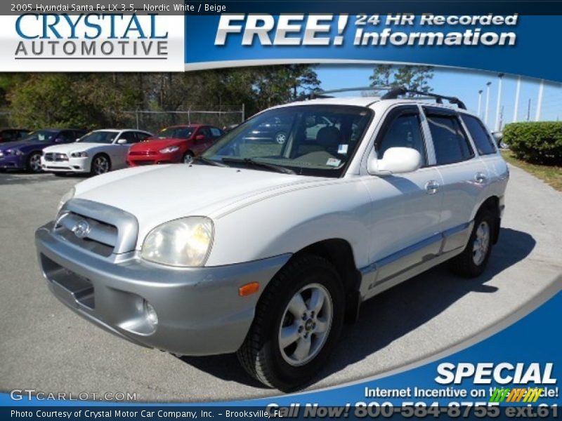 Nordic White / Beige 2005 Hyundai Santa Fe LX 3.5