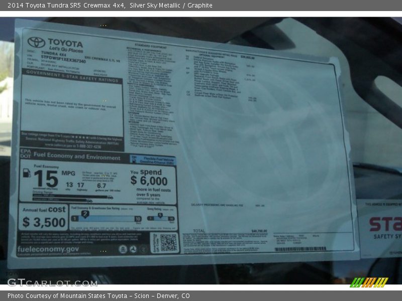 Silver Sky Metallic / Graphite 2014 Toyota Tundra SR5 Crewmax 4x4