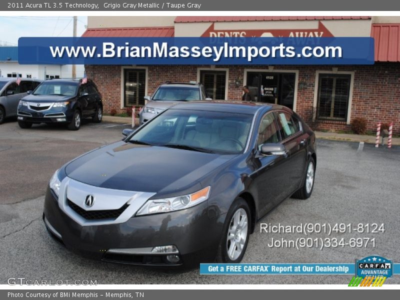 Grigio Gray Metallic / Taupe Gray 2011 Acura TL 3.5 Technology