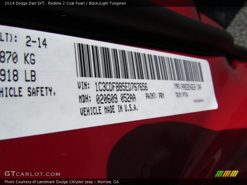 Redline 2 Coat Pearl / Black/Light Tungsten 2014 Dodge Dart SXT