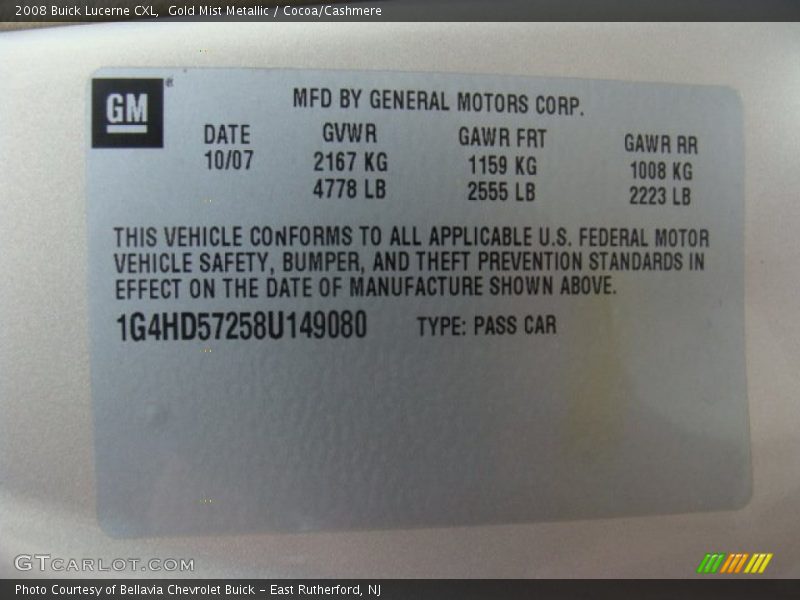 Gold Mist Metallic / Cocoa/Cashmere 2008 Buick Lucerne CXL