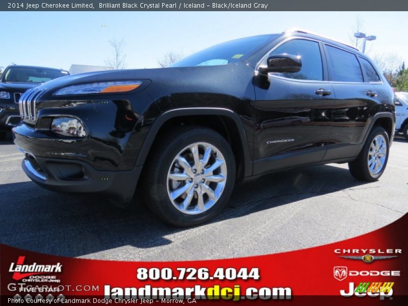 Brilliant Black Crystal Pearl / Iceland - Black/Iceland Gray 2014 Jeep Cherokee Limited