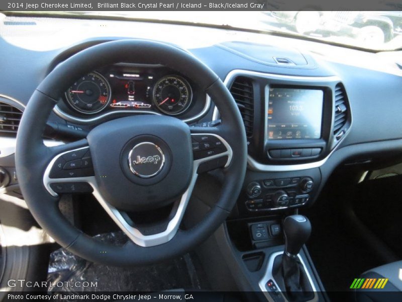 Brilliant Black Crystal Pearl / Iceland - Black/Iceland Gray 2014 Jeep Cherokee Limited