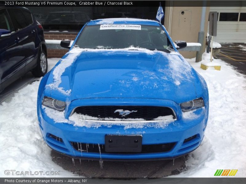 Grabber Blue / Charcoal Black 2013 Ford Mustang V6 Premium Coupe