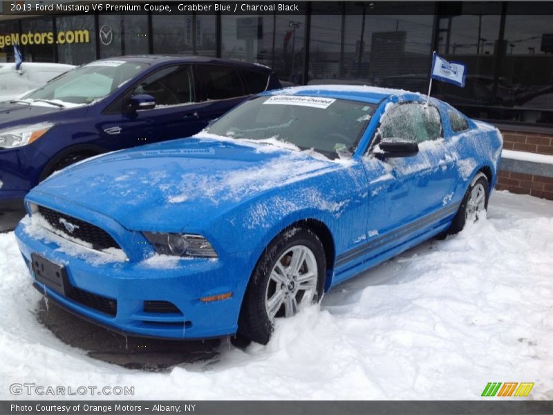 Grabber Blue / Charcoal Black 2013 Ford Mustang V6 Premium Coupe